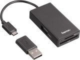 Hama USB OTG Hub/kaartlezer - voor smartphone, pc en tablet