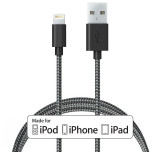 USB Lightning kabel - Nylon gevlochten - Premium kwaliteit - Zwart