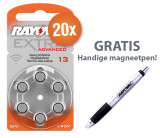 Voordeelpak Rayovac gehoorapparaat batterijen - Type 13 (oranje) - 20 x 6 stuks + gratis magnetische batterijpen