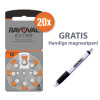 Voordeelpak Rayovac gehoorapparaat batterijen - Type 13 (oranje) - 20 x 8 stuks + gratis magnetische batterijpen