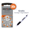 Voordeelpak Rayovac gehoorapparaat batterijen - Type 13 (oranje) - 30 x 8 stuks + gratis magnetische batterijpen