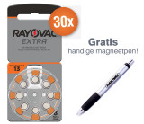 Voordeelpak Rayovac gehoorapparaat batterijen - Type 13 (oranje) - 30 x 8 stuks + gratis magnetische batterijpen