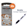 Voordeelpak Rayovac gehoorapparaat batterijen - Type 312 (bruin) - 30 x 8 stuks + gratis magnetische batterijpen