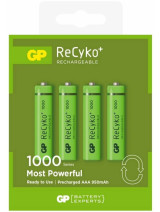 Setje van 4 x AAA GP ReCyko+ oplaadbare batterijen - 950mAh