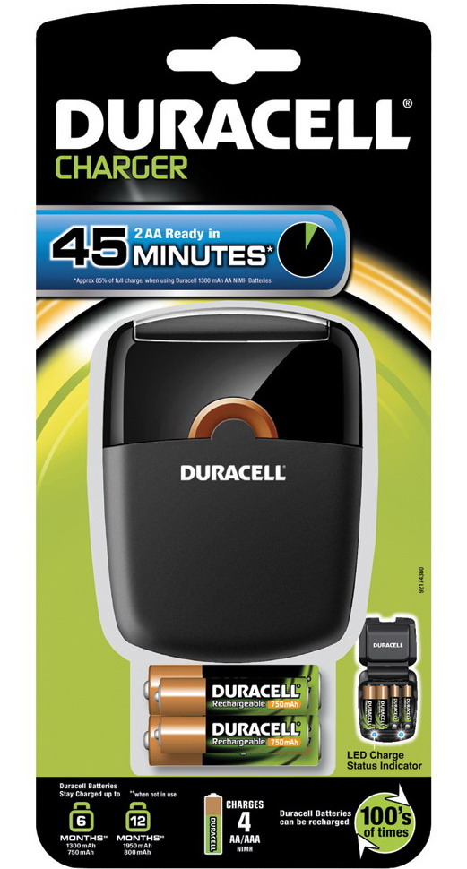 genezen voorzetsel lijden Duracell 45 minuten Snellader + 4 batterijen (2xAA + 2xAAA) | Saake-shop.be